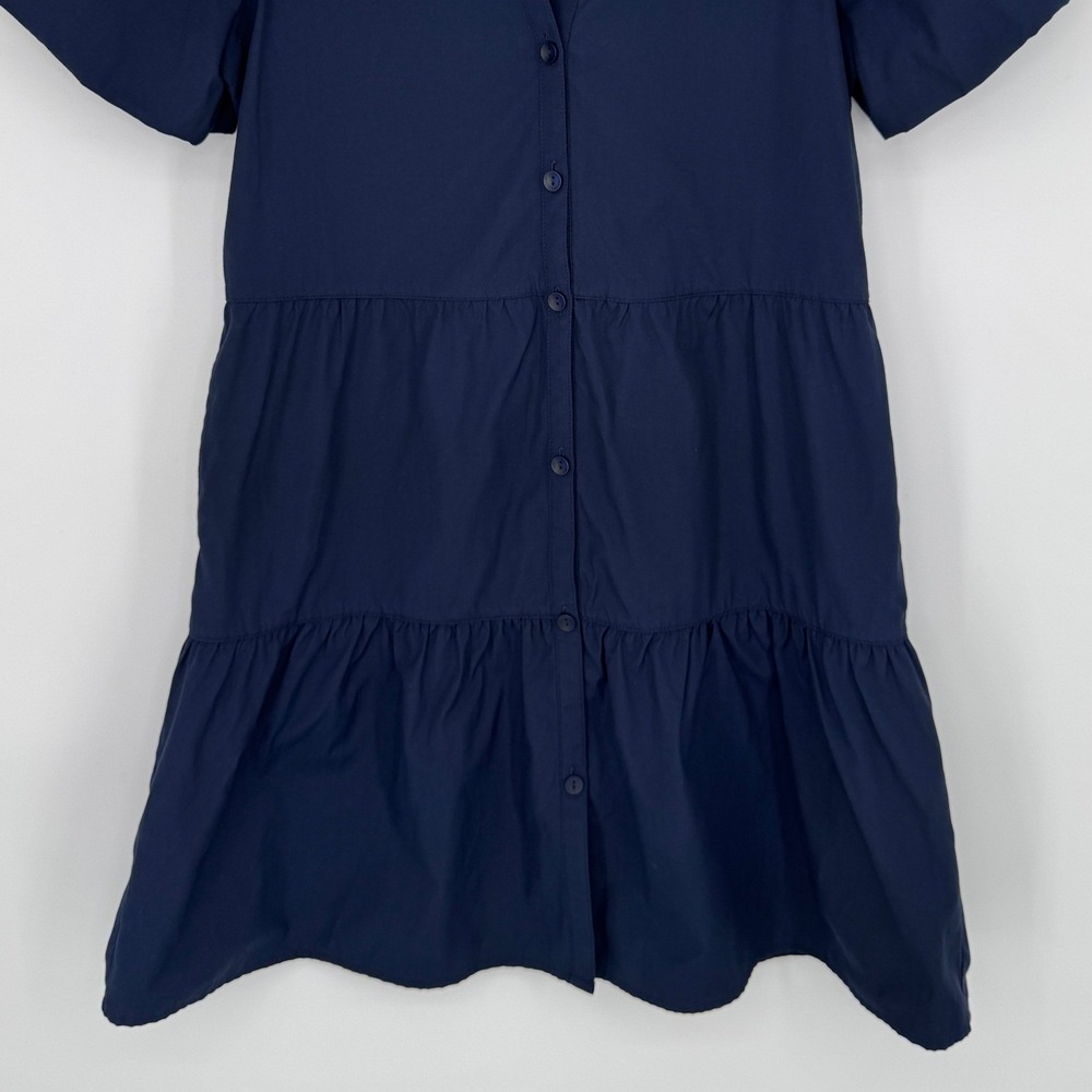 Brochu Walker Havana Mini Dress Small Navy Tiered Puff Sleeve Preppy Coastal - Picture 7 of 13